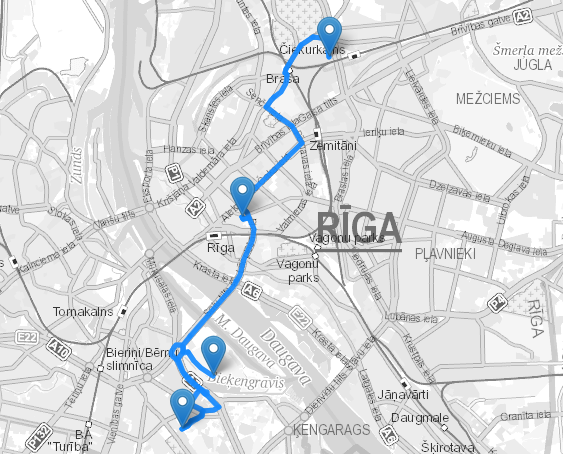 Route example in Leaflet map